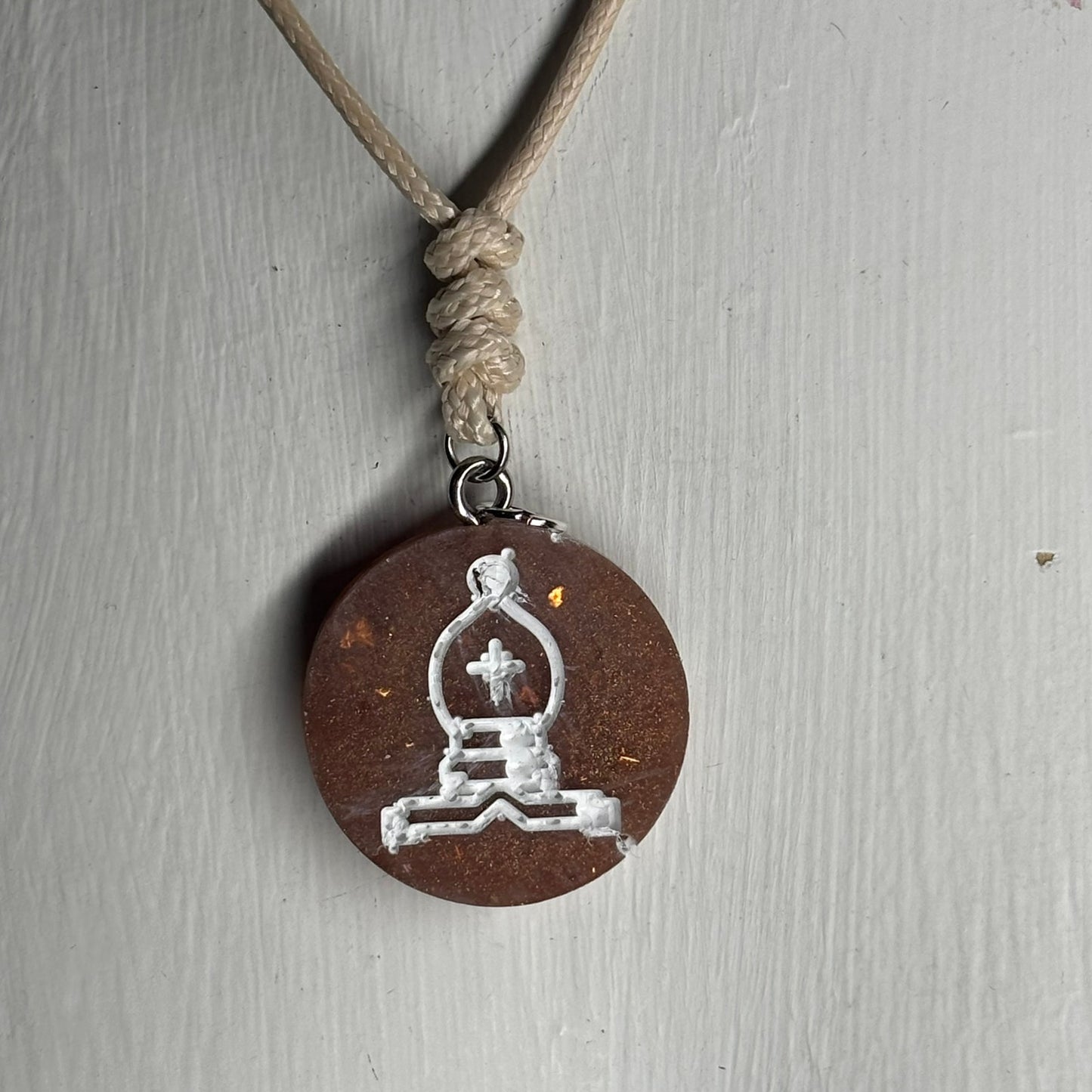 Classic Brown Bishop - Handmade Resin Chess Necklace