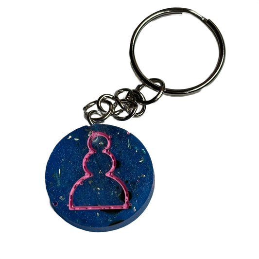 Blue Emerald Pink Lining - Handmade Resin Keychain - Flat Edition