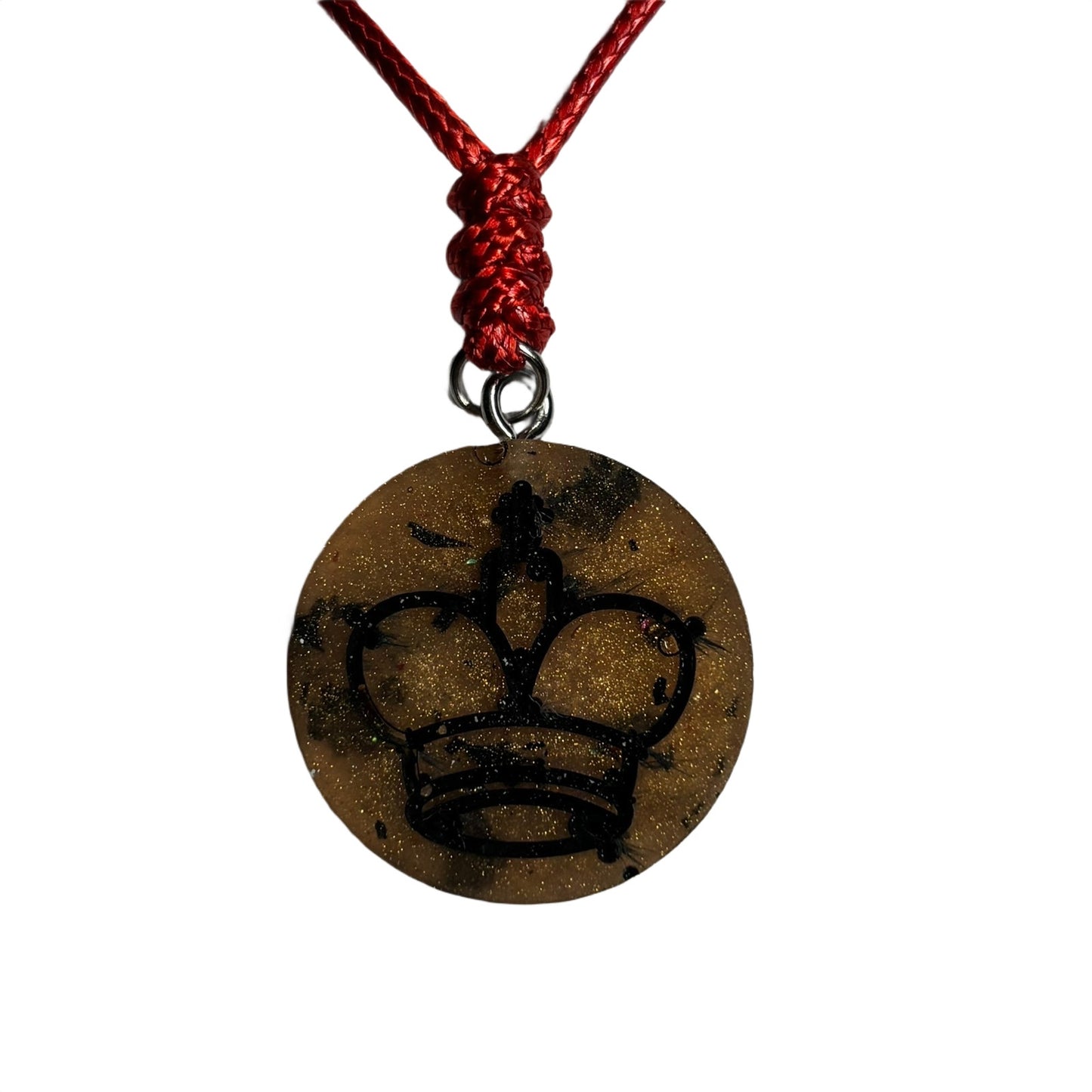 Dark Orange King - Handmade Resin Chess Necklace