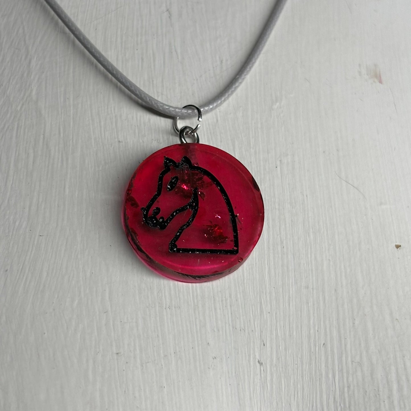 Cool Red Knight - Handmade Resin Chess Necklace