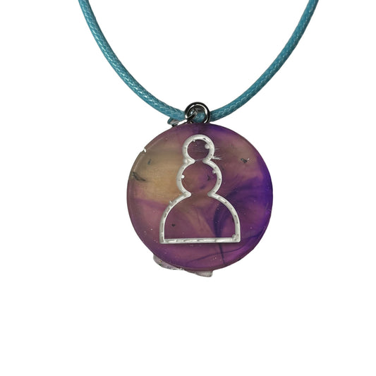 Purple Cosmic Pawn - Handmade Resin Chess Necklace