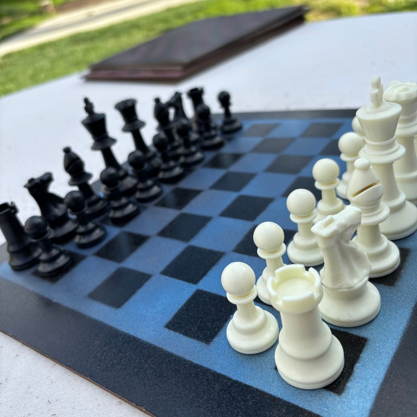 Simple Blue - Painted Chess Set