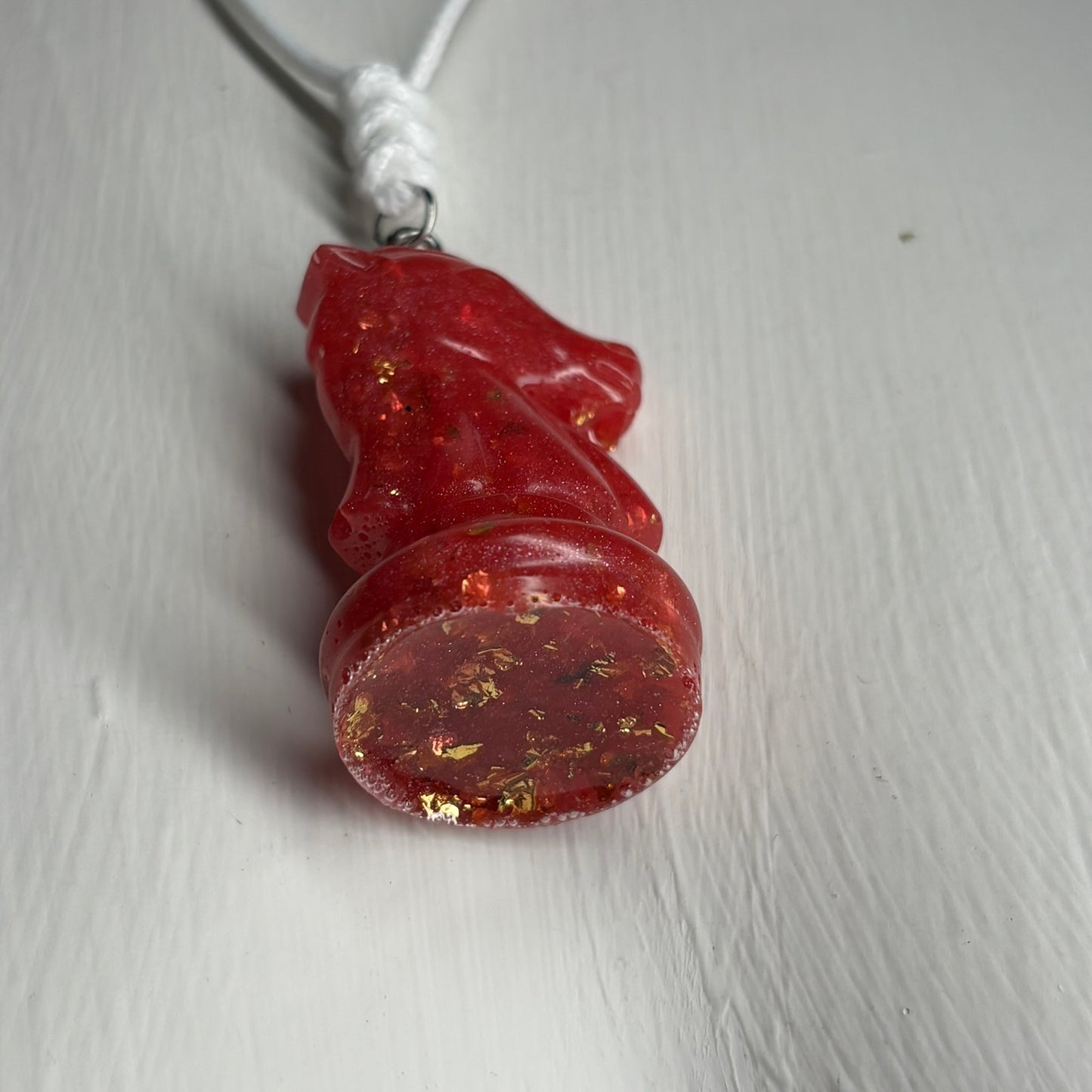 Sparkle Red Knight - Handmade Resin Chess Necklace