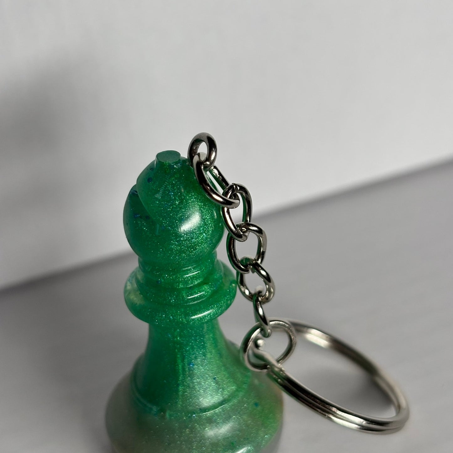 Emerald Green Bishop Handmade Resin Keychain - One of a Kind Design
