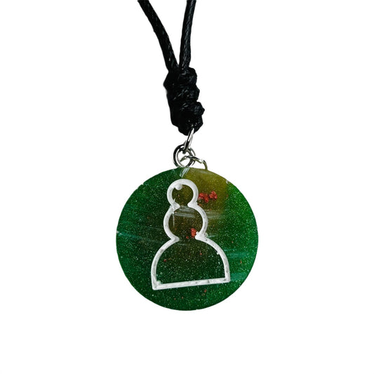 Green Pawn - Handmade Resin Chess Necklace