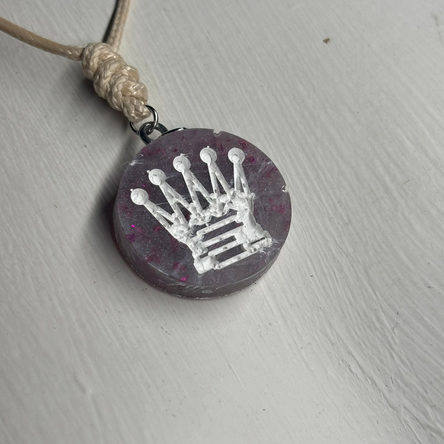 Classy Purple Queen - Handmade Resin Chess Necklace