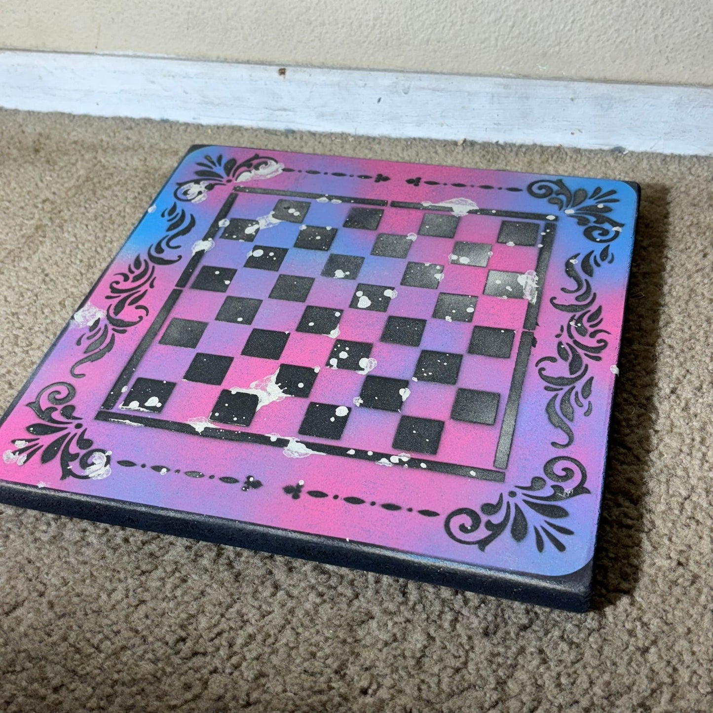 Space Purple  - Painted Chess Board