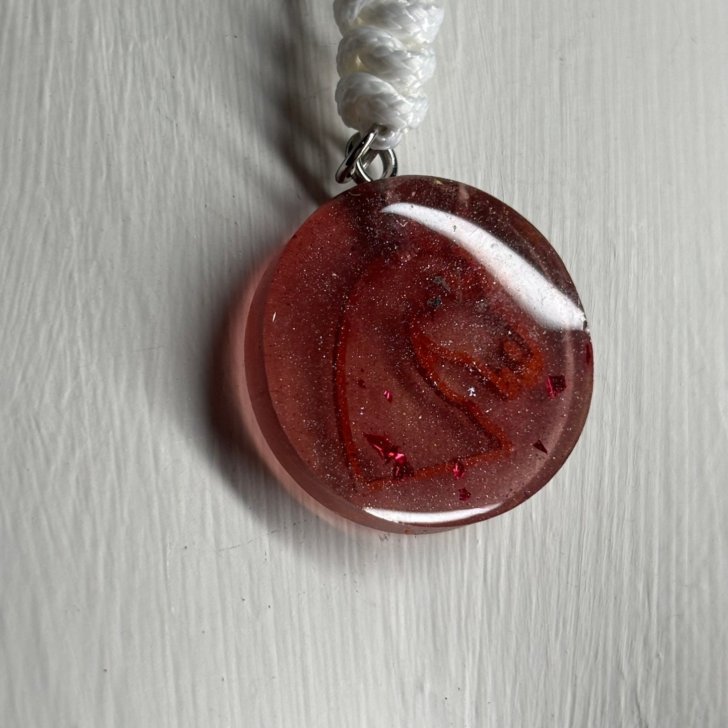 Fire Orange Knight - Handmade Resin Chess Necklace