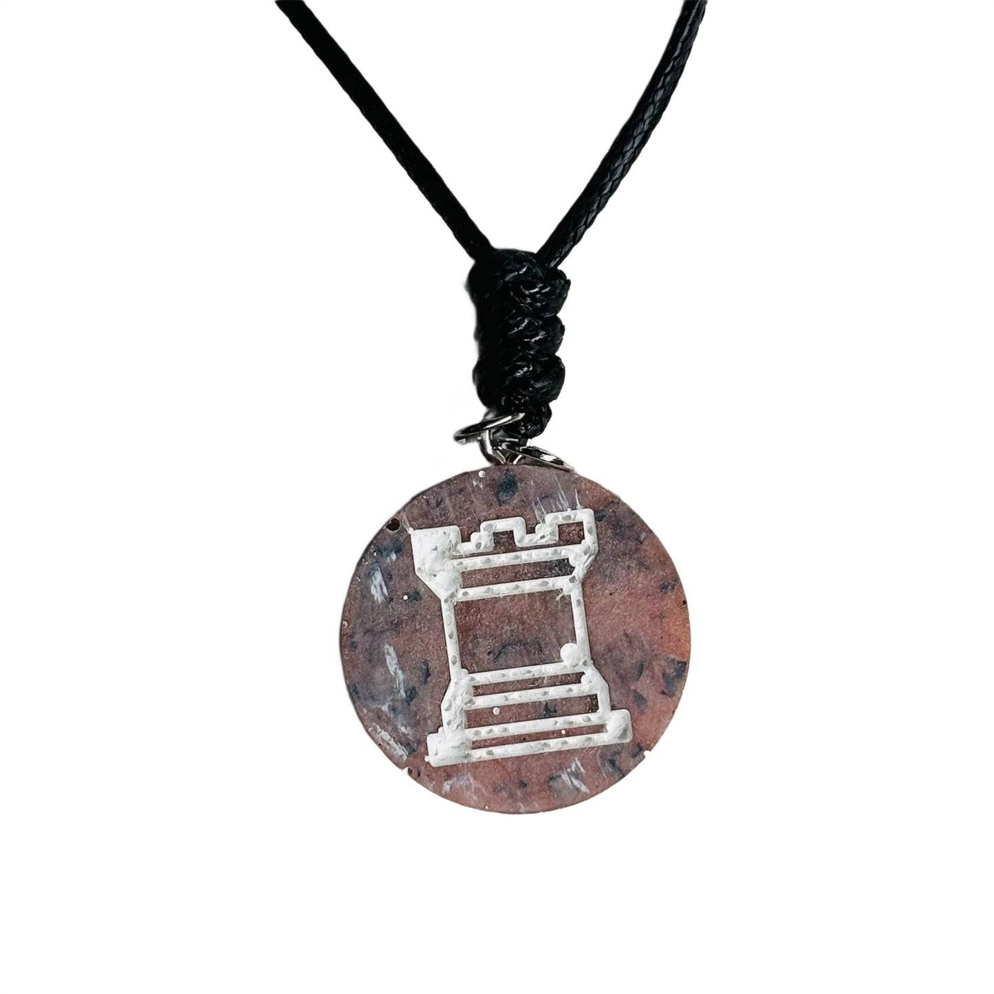 Brown Luxury Rook - Handmade Resin Chess Necklace