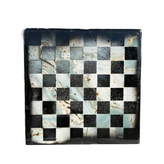 Marble Style Blue - Resin Coated Chess Board