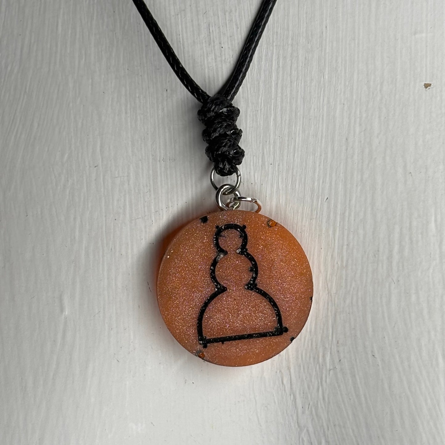 Orange Pawn - Handmade Resin Chess Necklace