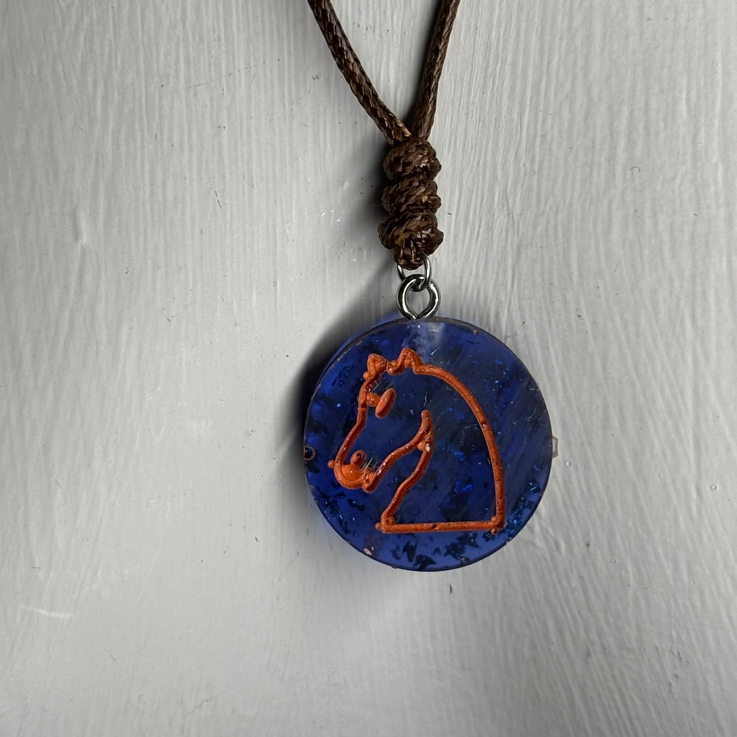 Navy Blue Knight - Handmade Resin Chess Necklace