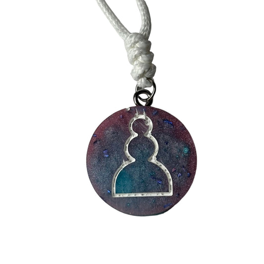 Purple Cosmic Pawn - Handmade Resin Chess Necklace