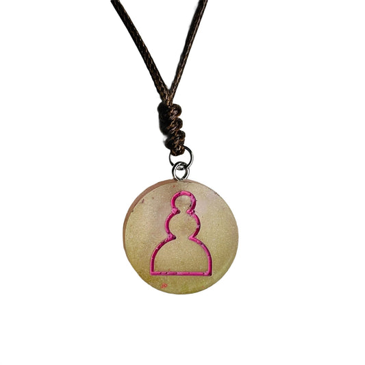 Clear Pink Pawn - Handmade Resin Chess Necklace