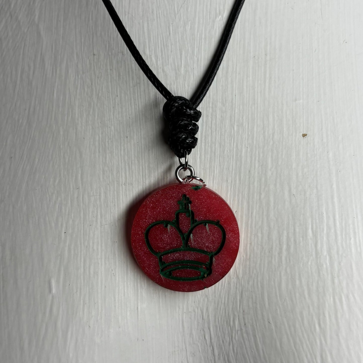 Dark Red King - Handmade Resin Chess Necklace
