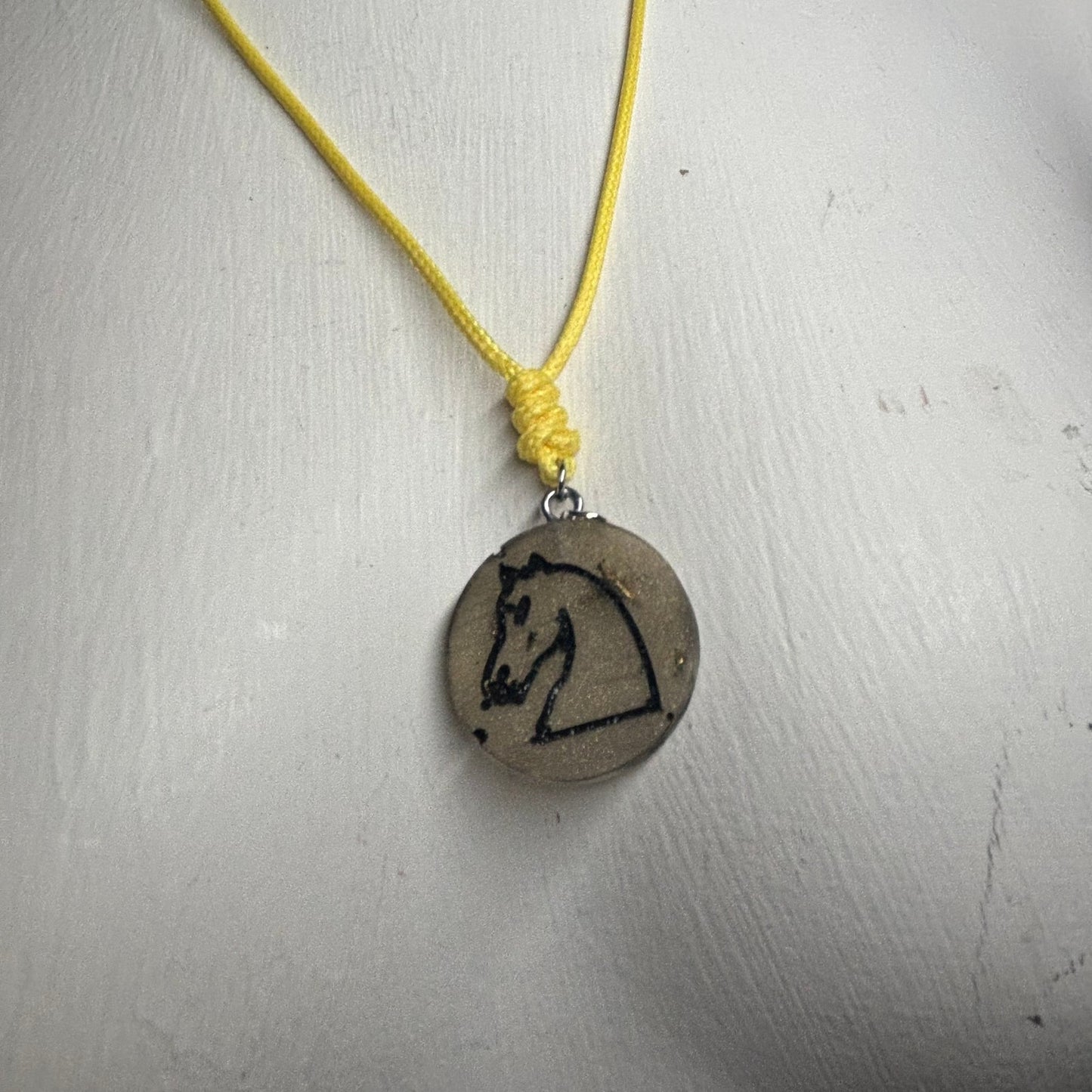 Silver Knight - Handmade Resin Chess Necklace