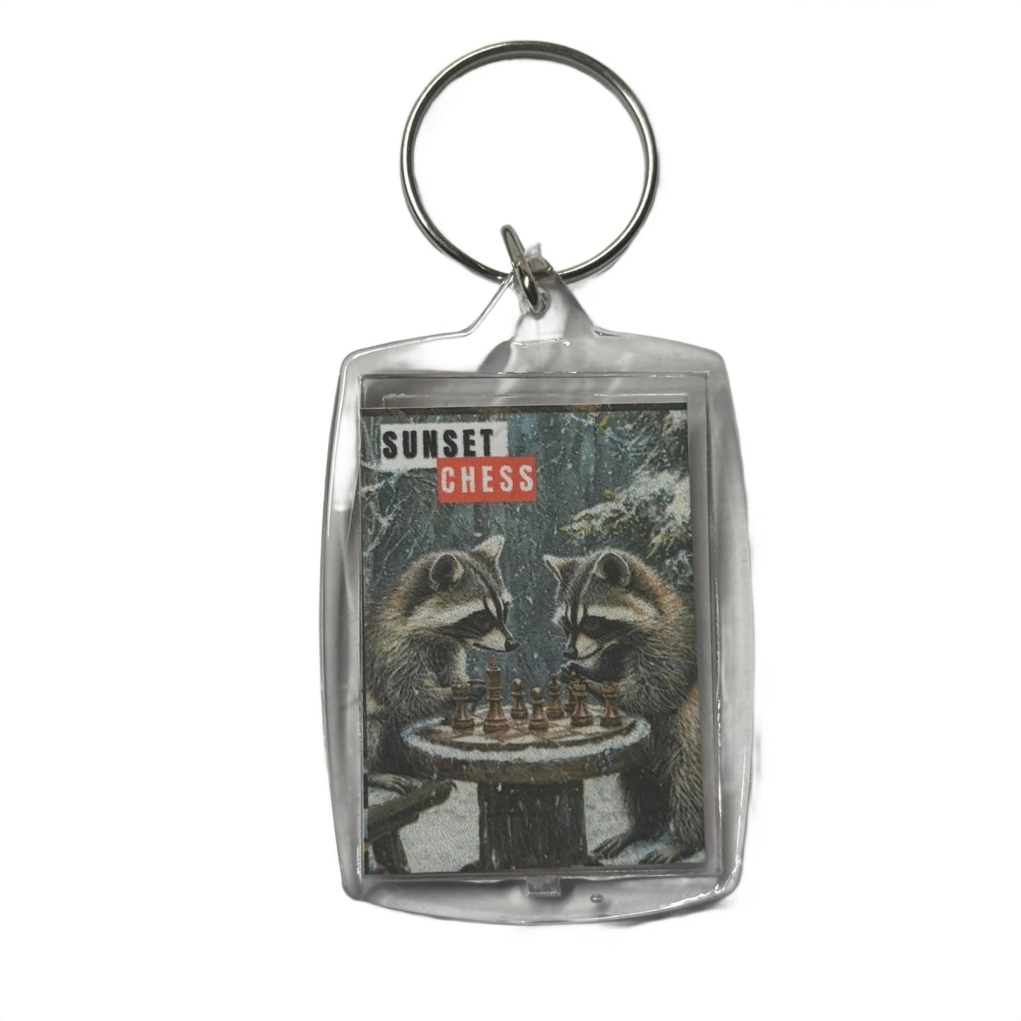 Racoons Collide - Chess  Photo Keychain