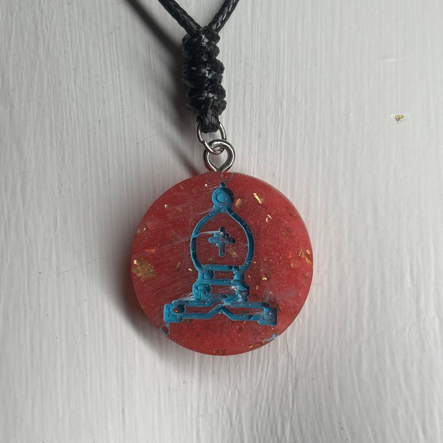 Red Crystal Bishop - Handmade Resin Chess Necklace