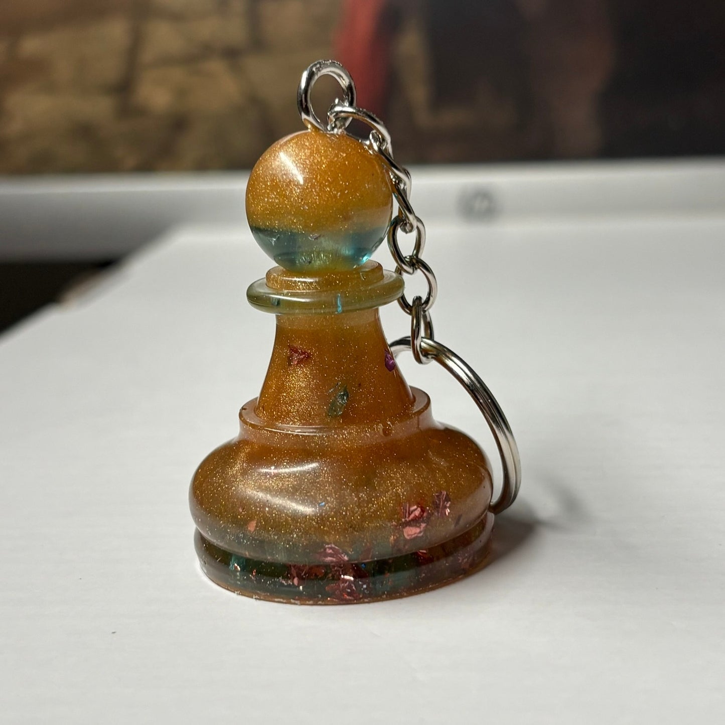 Yellow Cream Pawn - Handmade Resin Keychain - Large Edition