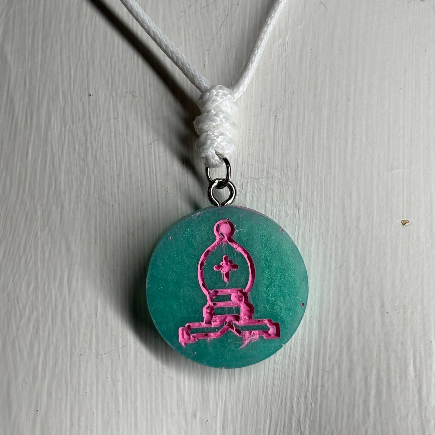 Miami Pink Bishop - Handmade Resin Chess Necklace