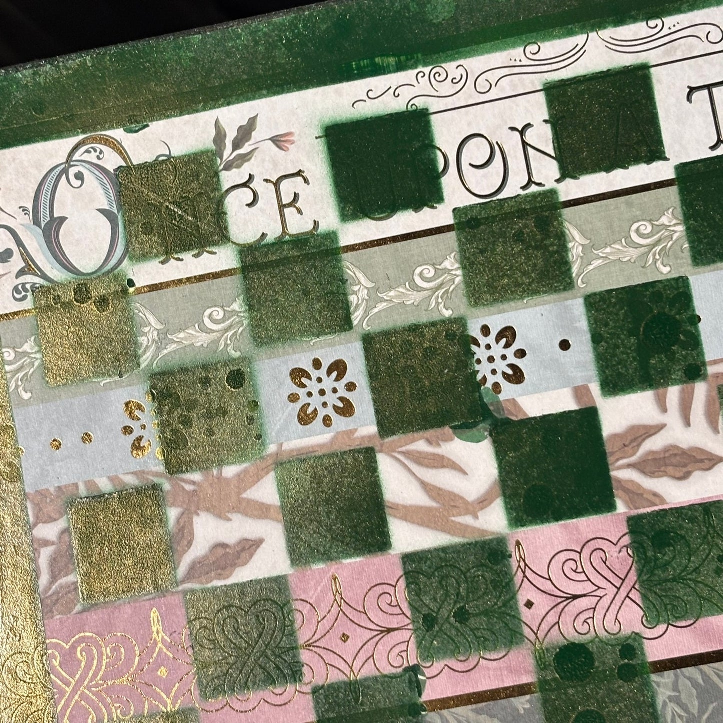 Green Collage - Scrapbook Chess Board