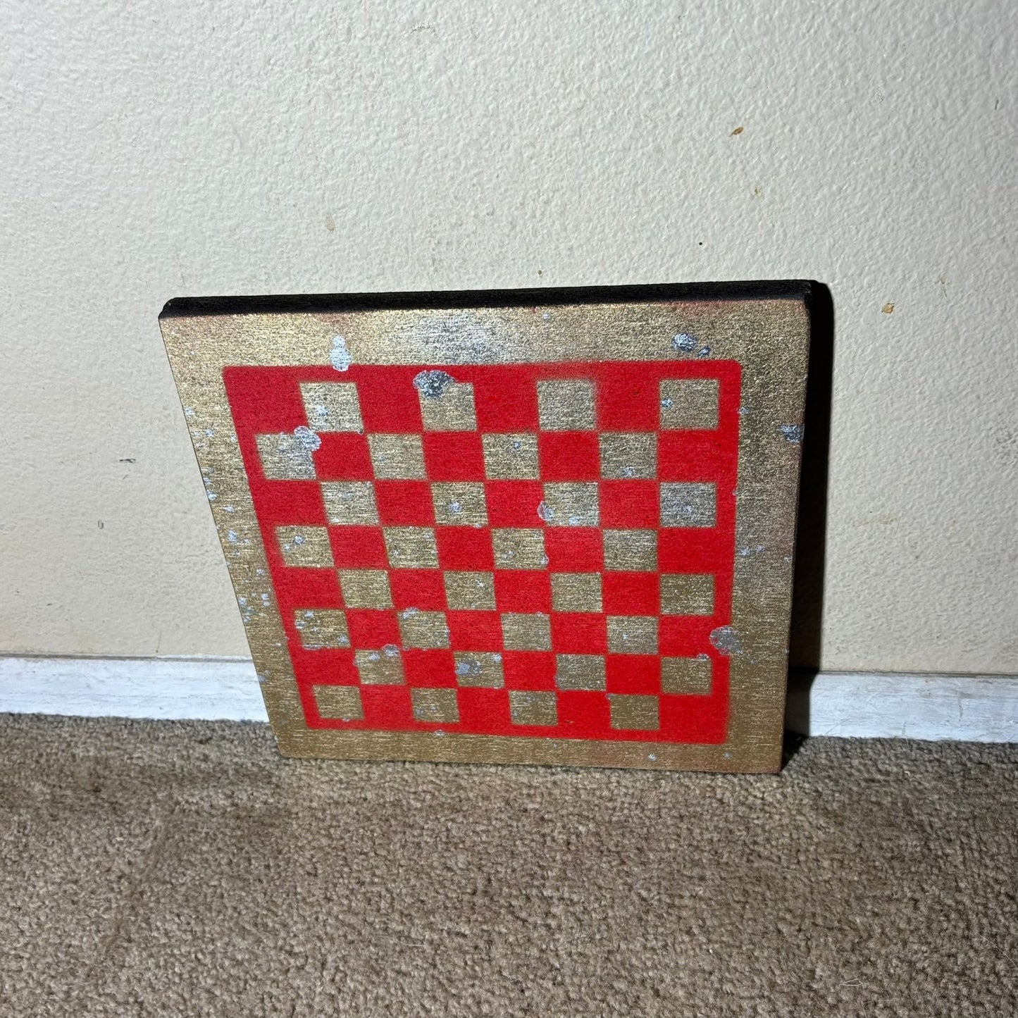 Red & Gold - Painted Chess Board
