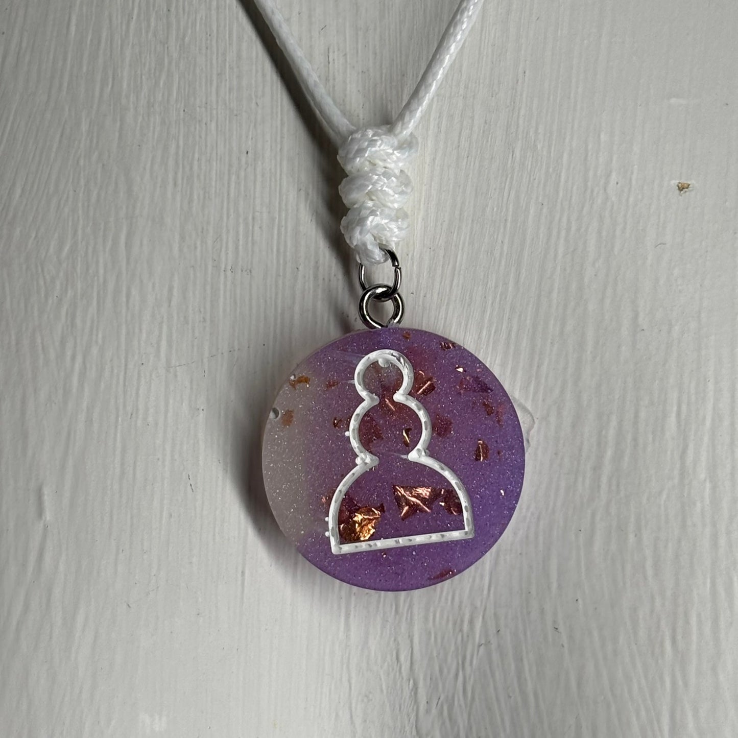 Purple Crystal Pawn - Handmade Resin Chess Necklace