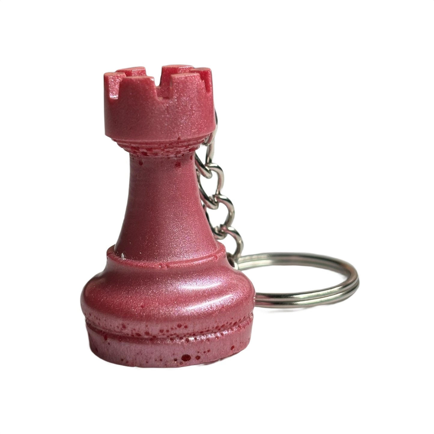 Solid Pink Rook - Handmade Resin Keychain