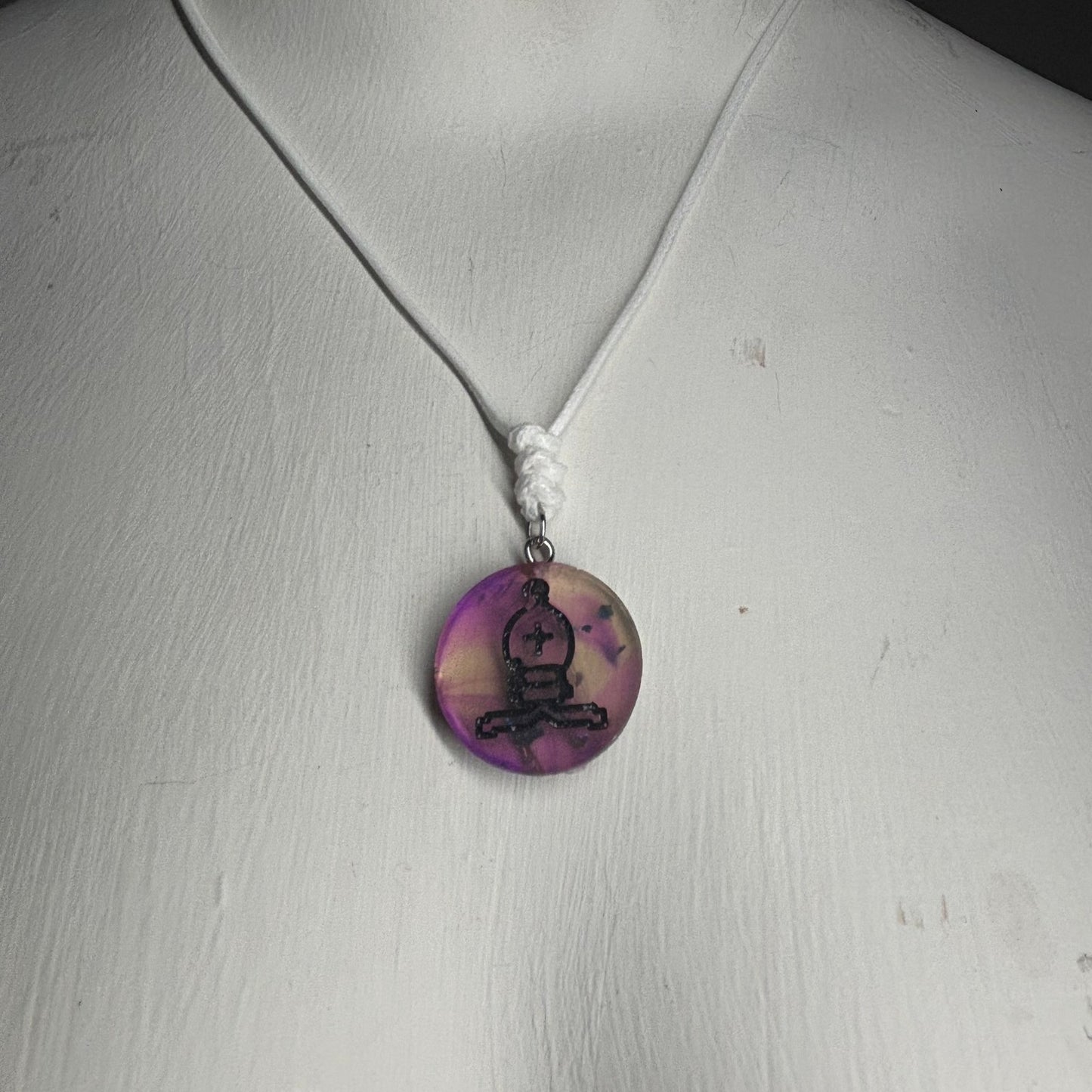 Cosmic Purple Bishop - Handmade Resin Chess Necklace
