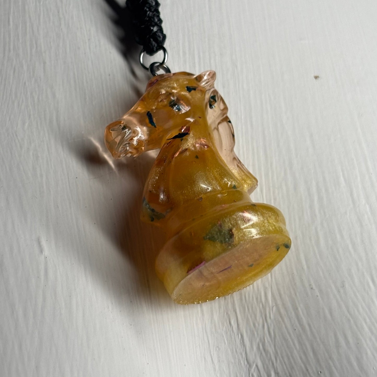Golden Knight - Handmade Resin Chess Necklace
