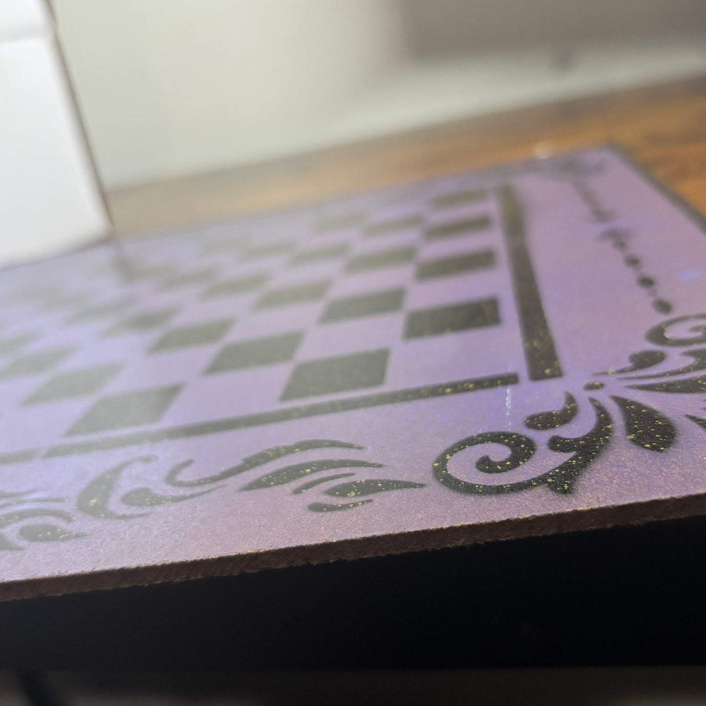Purple & Black  - Painted Chess Board