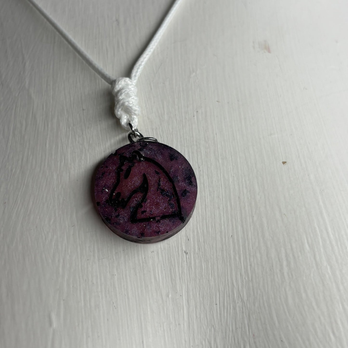 Hidden Purple Knight - Handmade Resin Chess Necklace