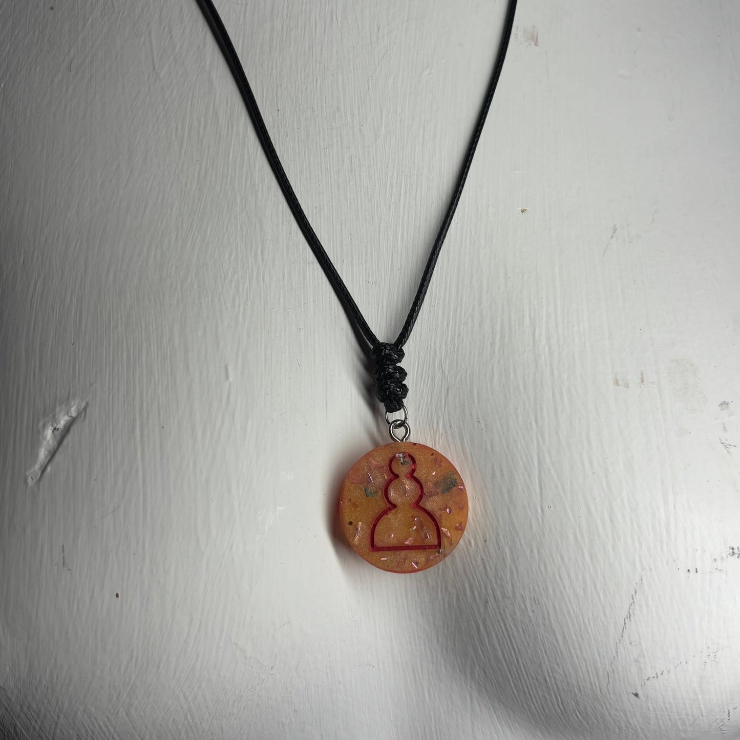 Orange Royal Pawn - Handmade Resin Chess Necklace