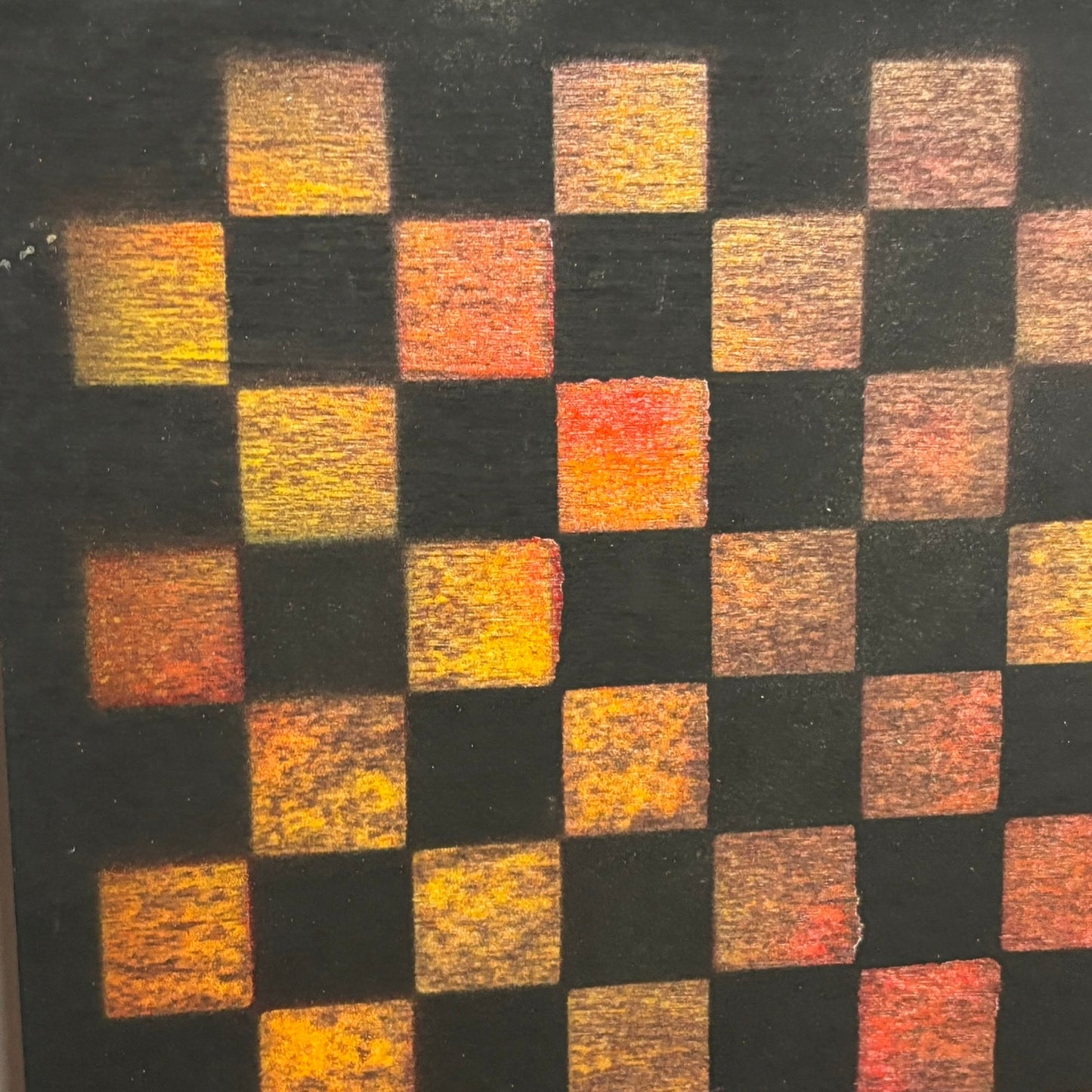 Ember Fire Black - Painted Thin Wooden Chess Board