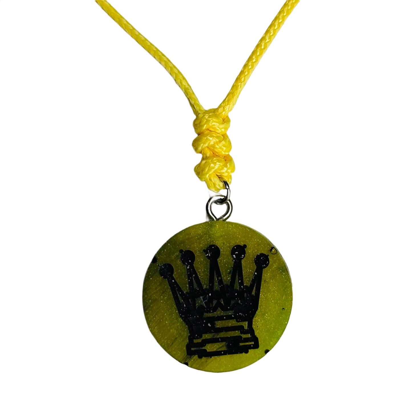 Lemon Green Queen - Handmade Resin Chess Necklace