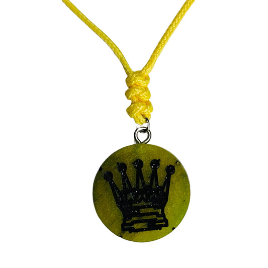 Lemon Green Queen - Handmade Resin Chess Necklace