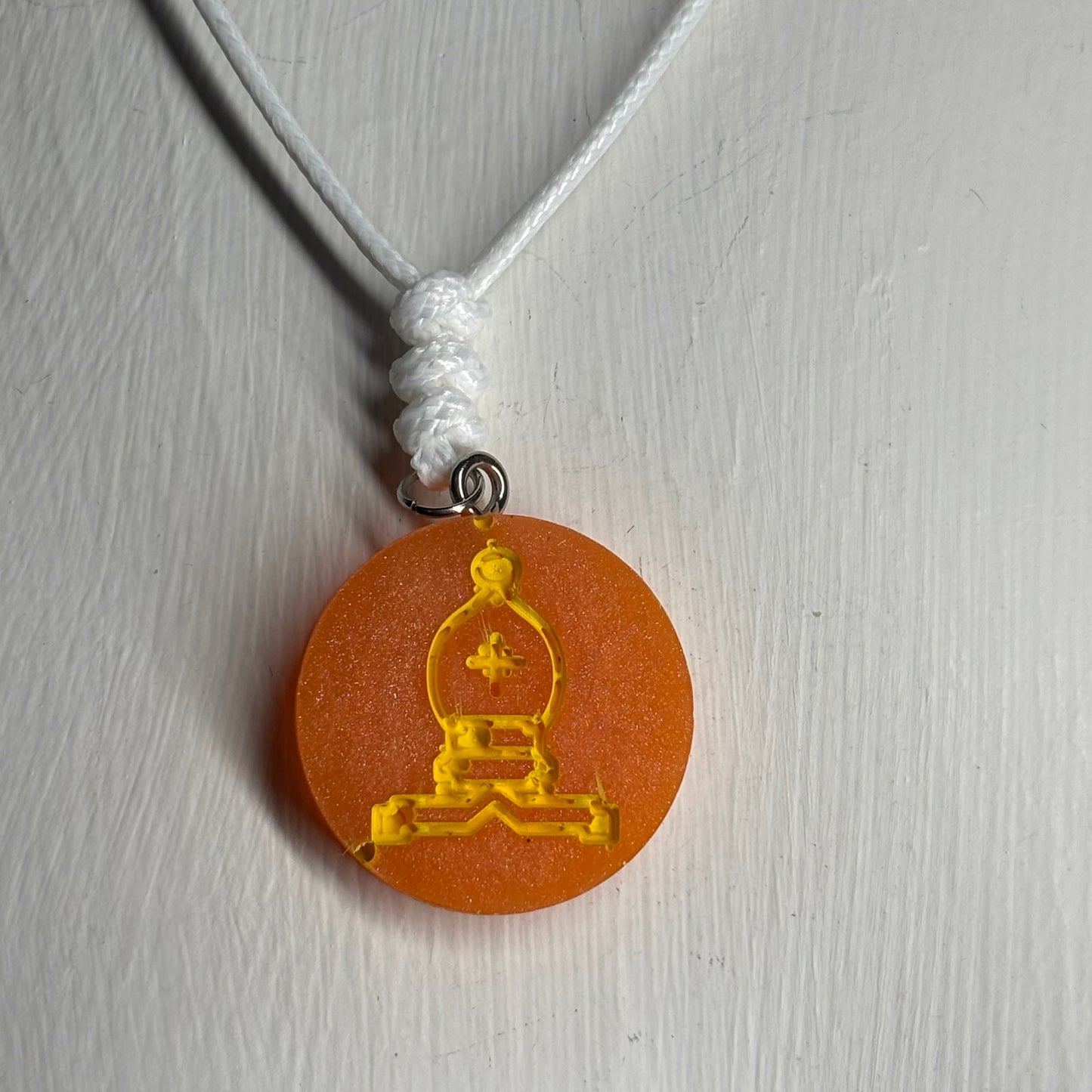 Orange Bishop - Handmade Resin Chess Necklace
