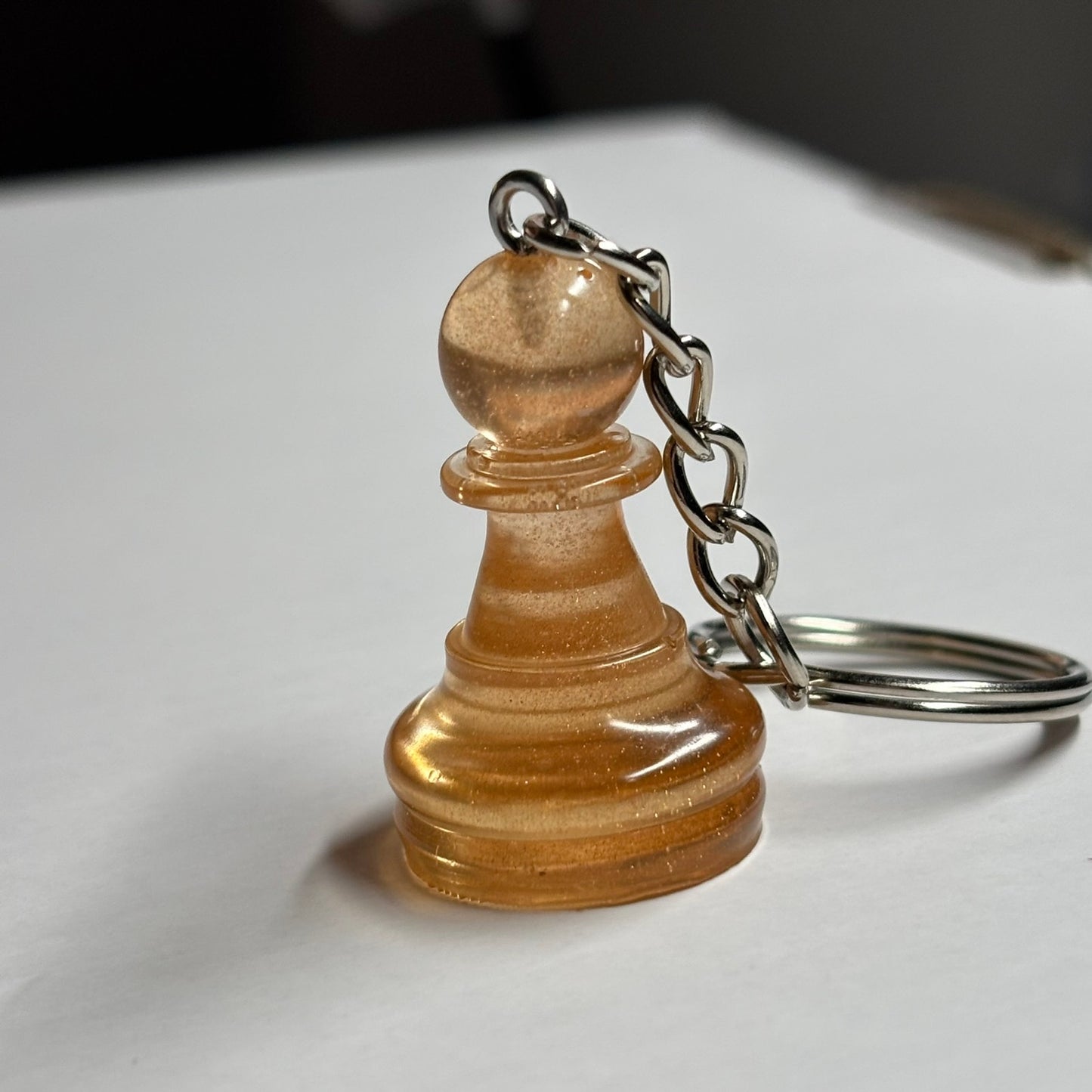 Light Cream Amber Pawn - Handmade Resin Keychain