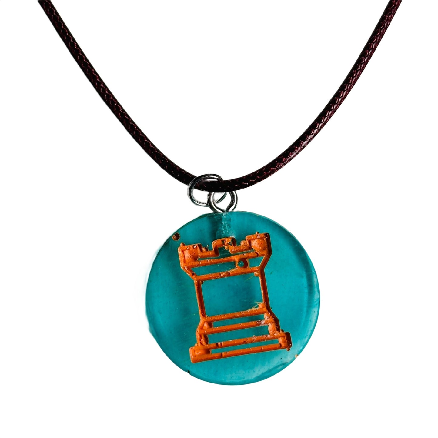 Miami Orange Rook - Handmade Resin Chess Necklace