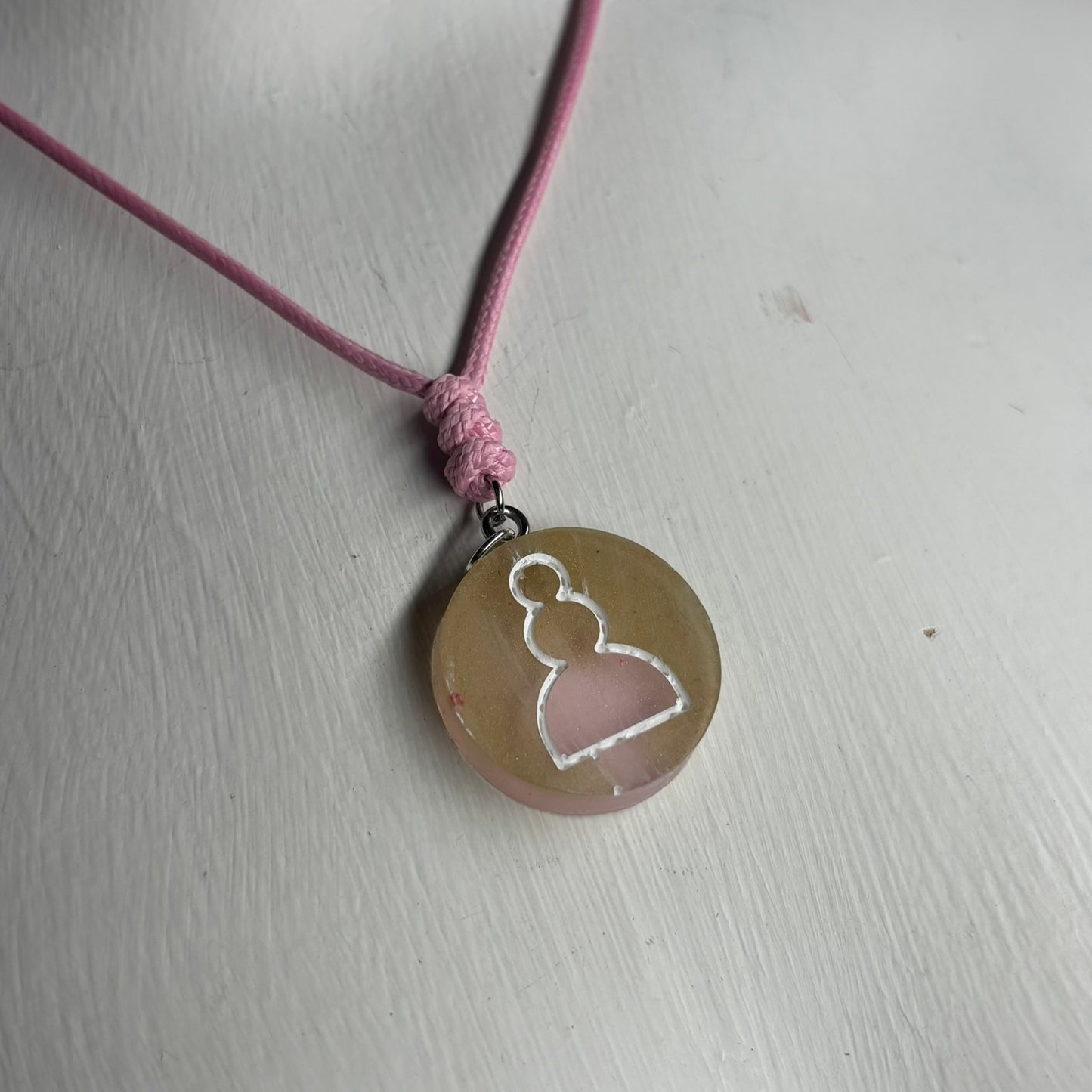 Sand Pink Pawn - Handmade Resin Chess Necklace