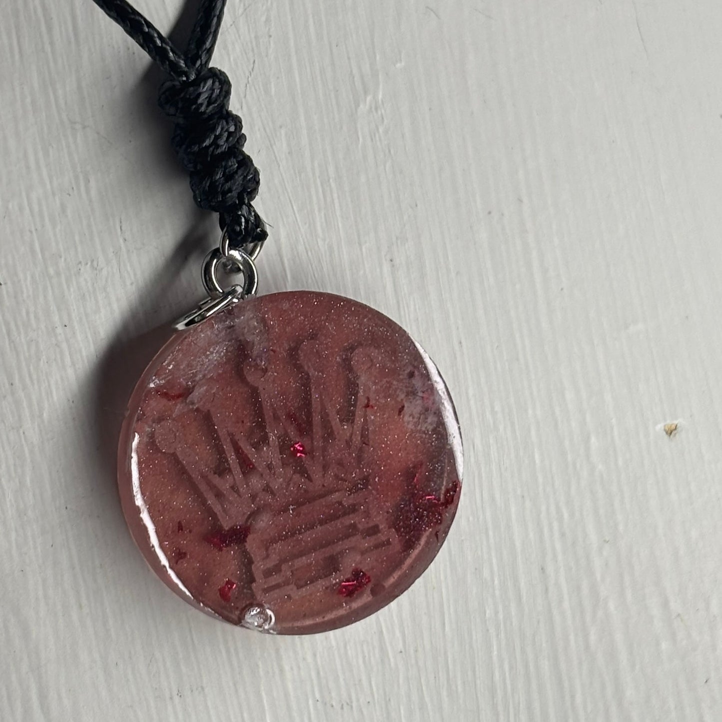 Violet Red Queen - Handmade Resin Chess Necklace
