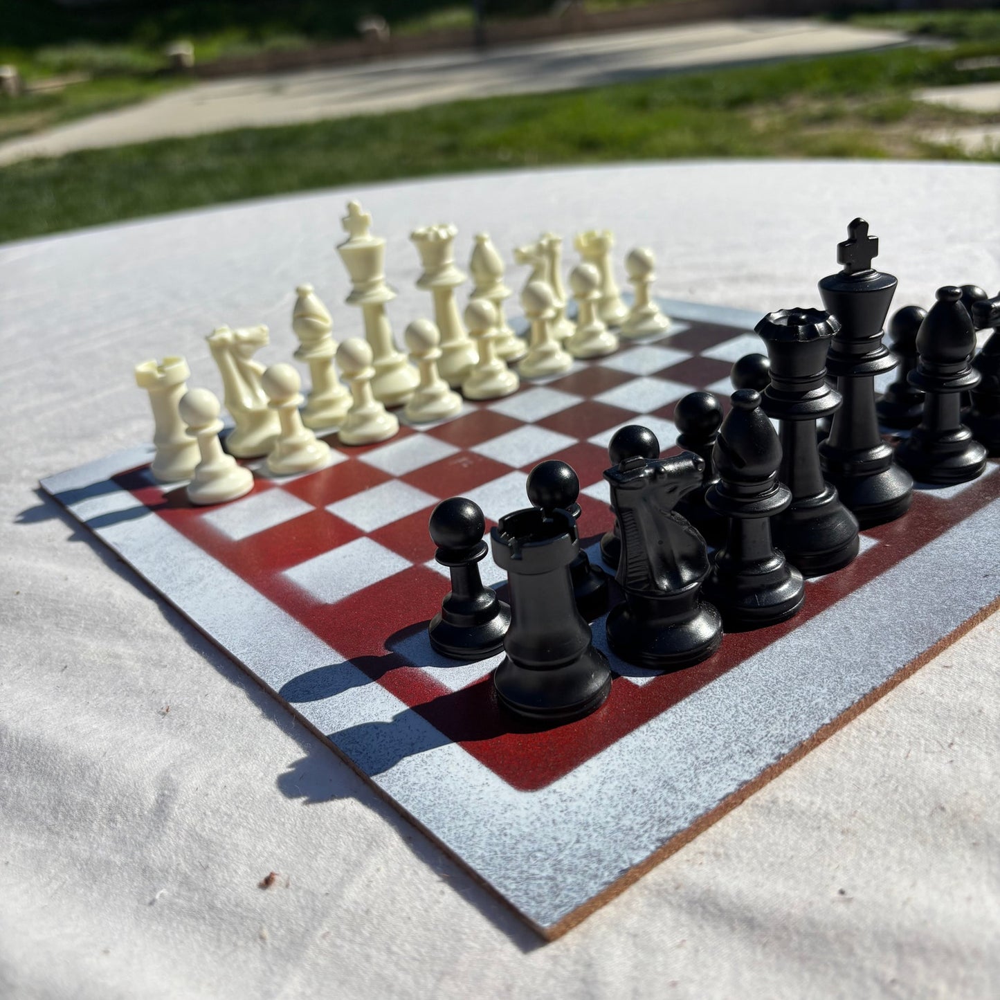 Red & White - Painted Chess Set