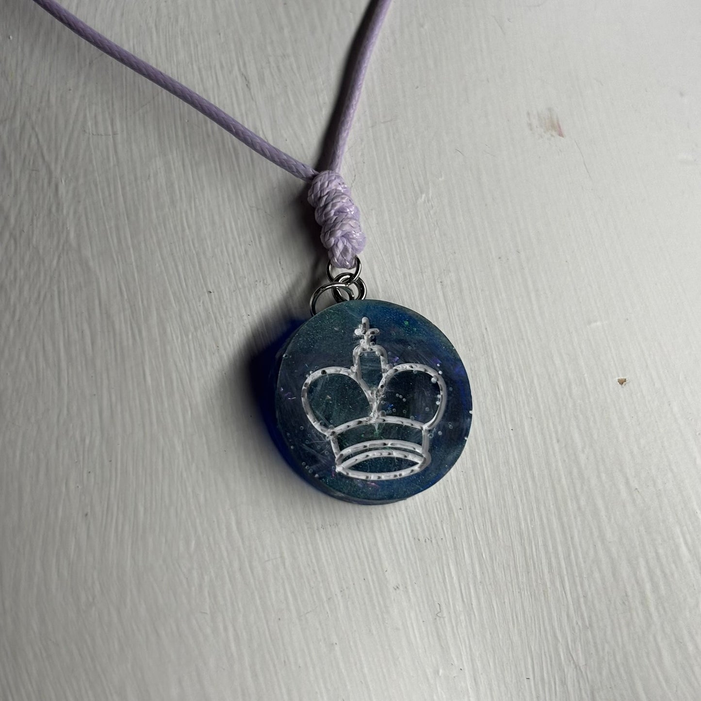 Blue King - Handmade Resin Chess Necklace