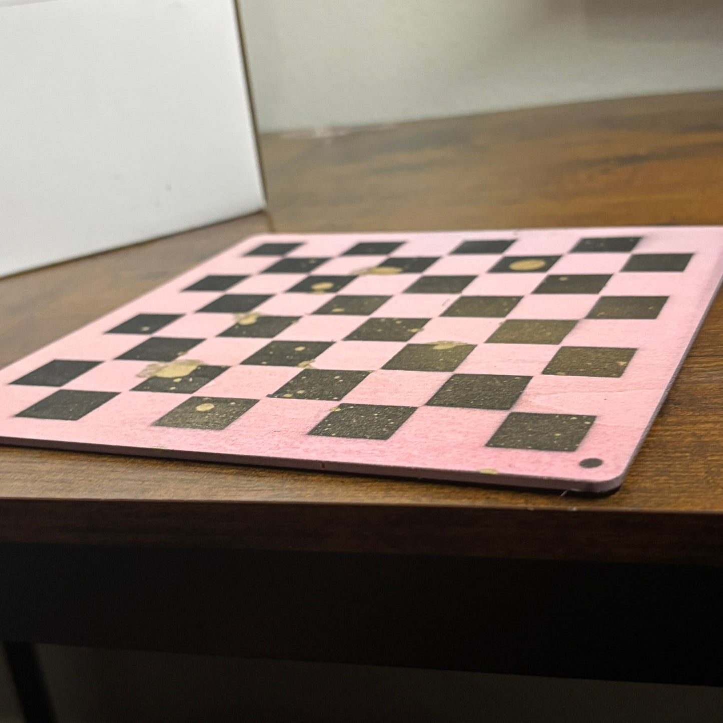 Pink Black & Gold - Painted Thin Wooden Chess Board