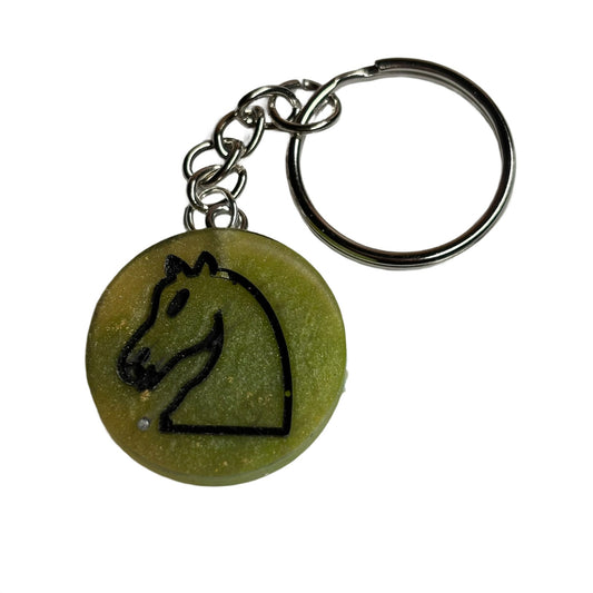 Dark Lime Knight - Handmade Resin Keychain