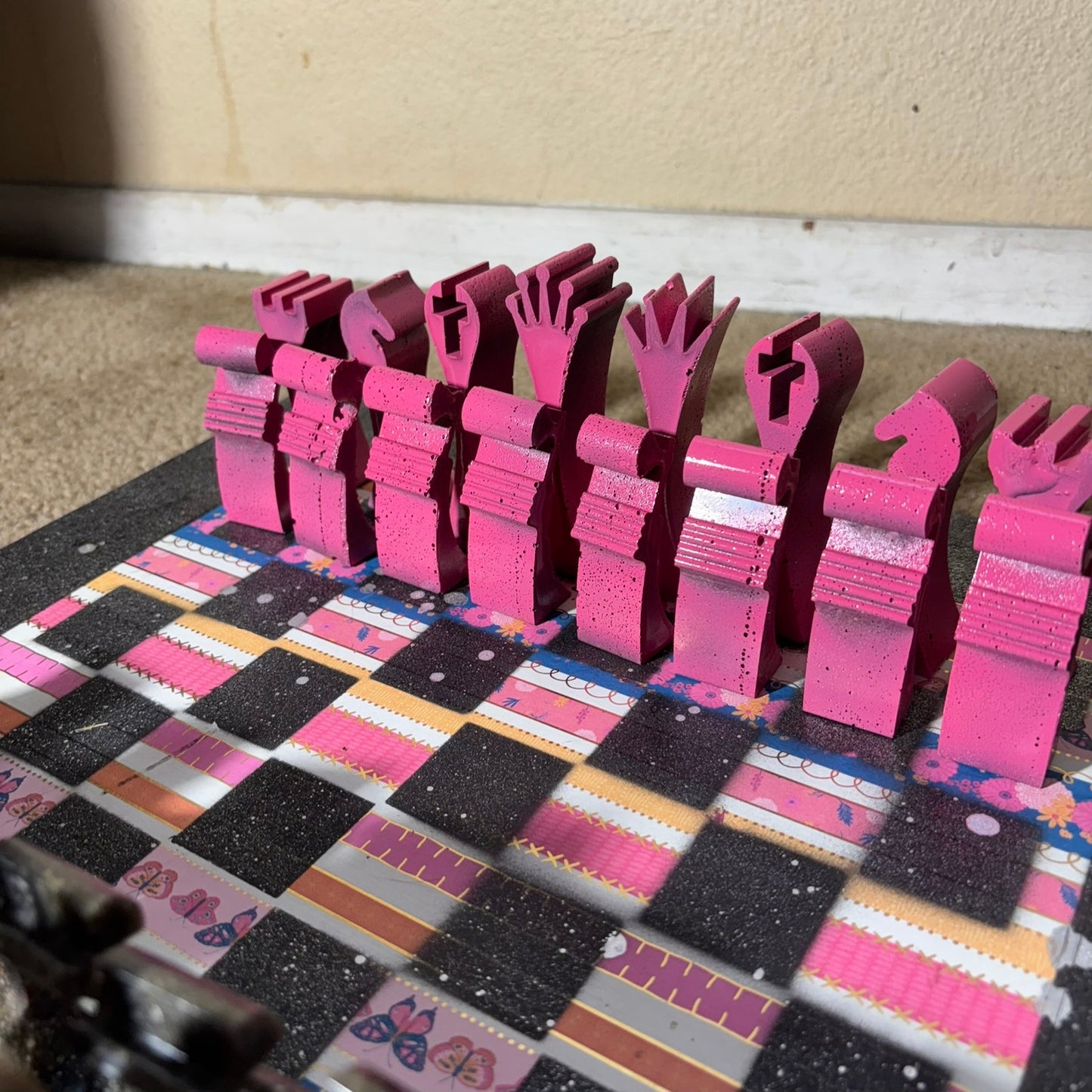 Pink Stripes - Large Deluxe Chess Set