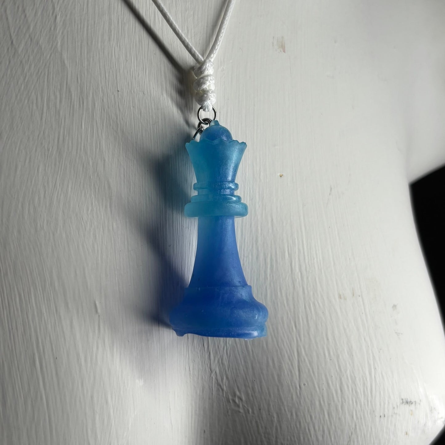 Shinning Blue Queen - Handmade Resin Chess Necklace