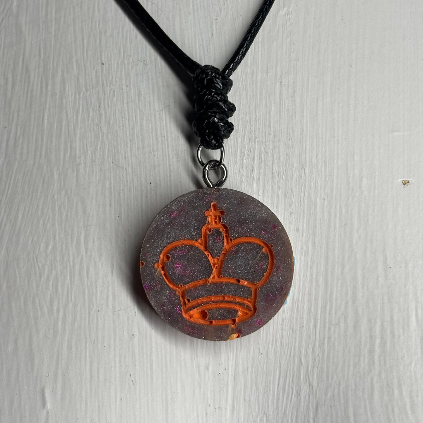 Cosmic Purple King - Handmade Resin Chess Necklace