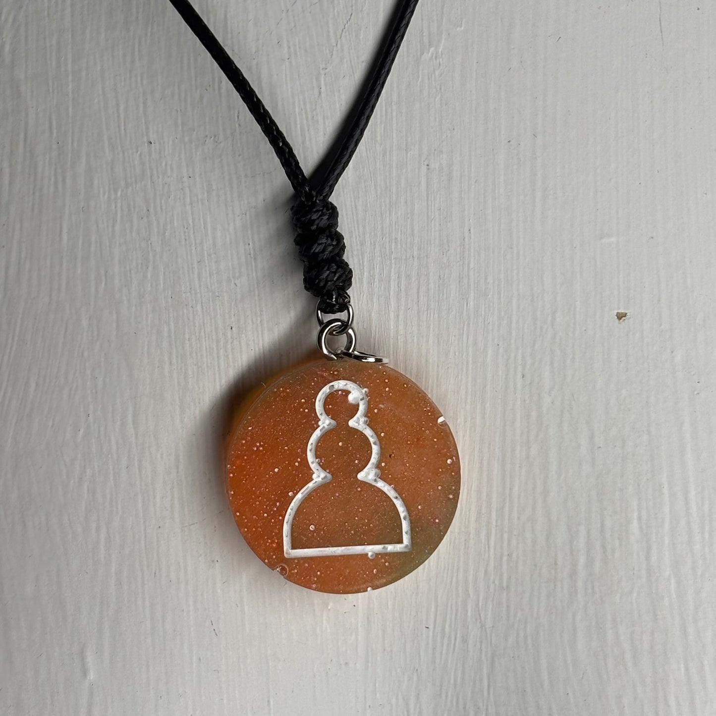 Orange Pawn - Handmade Resin Chess Necklace