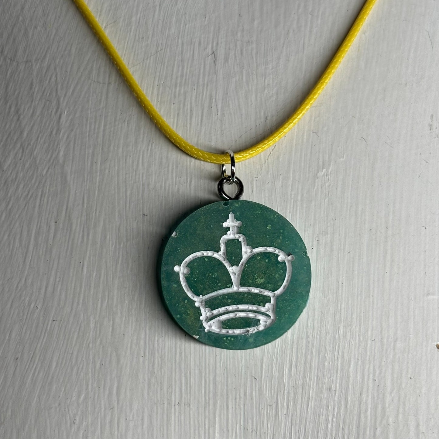 Mint Green King - Handmade Resin Chess Necklace